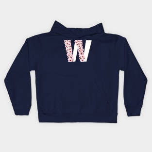 Colorful capital letter W patterned with sakura twig Kids Hoodie